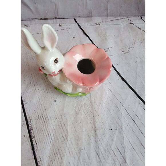 Cheryl Johnson Spring Bunny Rabbit Candel holders flower Vintage 1987 - Picture 2 of 6